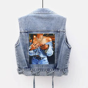 Devine Lux Ladies Denim Vest with Three Dimensional Applique Sewn on to the back