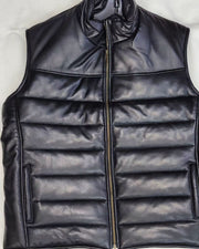 Devine Lux Black Leather Puffer Vest