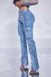 Devine Lux Woman Wearing Classic Blue Jeans