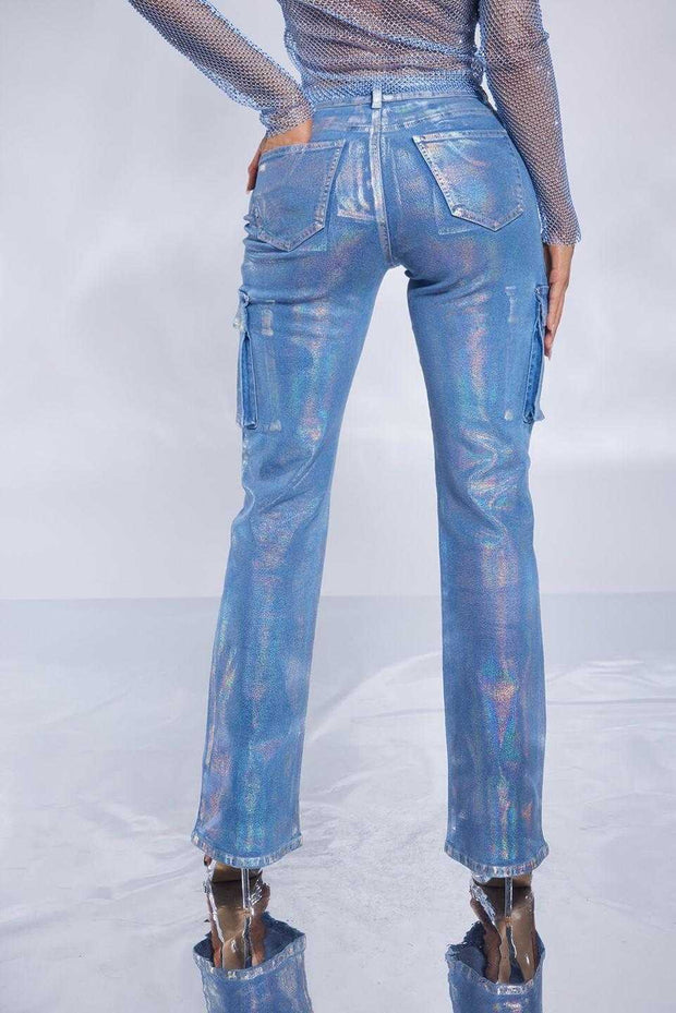 Devine Lux Woman Wearing Classic Blue Jeans