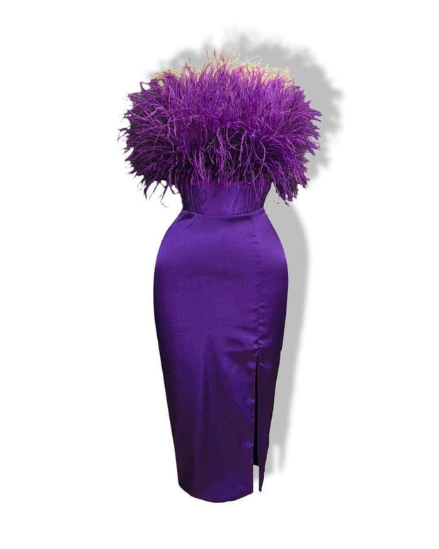 Devine Lux Custom Made Purple off-shoulder ruffled gownIndulge in pure elegance with Devine Lux's off-shoulder ruffled gown. Badgley Mischka's eveningwear collection is a dream come true, and this gown is no exception. TDressesDeVine Lux Clothing & Apparel-shoulder ruffled gown