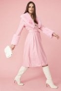 Devine Lux Pink Trench Style Belted Coat with Faux Fur Cuffs and CollaDevine lux Pink Trench Style Belted Coat with Faux Fur Cuffs and CollarDeVine Lux Clothing & ApparelDevine Lux Pink Trench Style Belted Coat