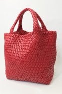Devine Lux Red Hand Knitted Leather Tote Bag with Matching Purse