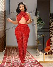 Devine Lux Red Sequined Jumpsuit Bridesmaid Dresses Backless Sexy Party Reception Gowns Princess Lover Store