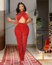 Devine Lux Custom Made Red Sequined Jumpsuit Bridesmaid Dresses BackleDevine Lux presents the ultimate in allure and sophistication with the Custom Made Red Sequined Jumpsuit Bridesmaid Dress. Perfect for summer soirées, this floor-lenJumpsuitsDeVine Lux Clothing & ApparelDevine Lux Red Sequined Jumpsuit Bridesmaid Dresses Backless Sexy Party Reception Gowns