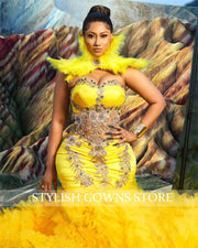 Devine Lux Luxury Yellow Sweetheart Evening Gowns Feathers Neck BirthdIndulge in pure elegance with Devine Lux's Luxury Yellow Sweetheart Evening Gown. 🌟 This exquisite piece is adorned with delicate feathers, intricate beaded crystalDressesDeVine Lux Clothing & ApparelDevine Lux Luxury Yellow Sweetheart Evening Gowns Feathers Neck Birthday Party Gown Beaded Crystal Formal Dress Ruffles Robe De Bal Aso Ebi - Evening Dresses