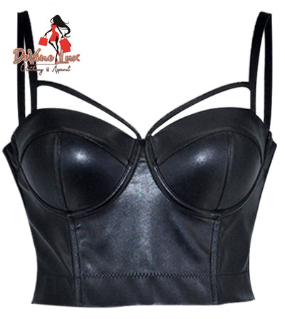 Devine Lux Black Leather Like Crop Top DeVine Lux Clothing & Apparel