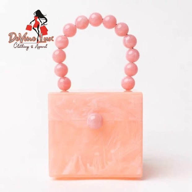 Devine Lux Brand Designer Luxury Ball Bead Pink Acrylic Clutch Woman Party Wedding Evening Purse oleimeihui Store