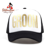 Devine Lux BRIDE SQUAD GROOM Golden Print Bachelorette Mesh Hats Women Wedding Caps Qingdao hat factory Store