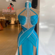 Devine Lux Custom Made Blue Evening Dresses Women Gorgeous Beading Mermaid Prom Gown Weddinghot Store