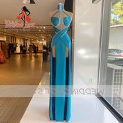 Devine Lux Custom Made Blue Evening Dresses Women Gorgeous Beading Mermaid Prom Gown Weddinghot Store