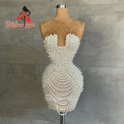 Devine Lux Custom Made Full Pearls Luxury Short Prom Dress Radia May Official Store