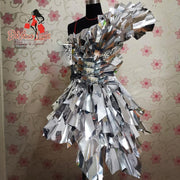 Devine Lux Custom Made Future Technology silver dress model catwalk stage show parade theme stage dance costume Beauty Lover Store
