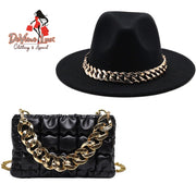 Devine Lux Fedora Hats Women Luxury Accessories Gold Chain Bag Hats Set Ladies Leather Bag Tote BELACAN Official Store