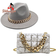 Devine Lux Fedora Hats Women Luxury Accessories Gold Chain Bag Hats Se

Item Details
--Gender: Neutral
-- Seasons: Spring, Summer, Autumn, Winter
-- Occasion: daily, party, performance
--Material: Cashmere
-- Pattern Type: Solid
--HeadHomeDeVine Lux Clothing & ApparelDevine Lux Fedora Hats Women Luxury Accessories Gold Chain Bag Hats Set Ladies Leather Bag Tote