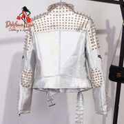 Devine Lux Jacket Women Punk Rivets Studded Motorcycle Spiked Faux Leather Jackets Streetwear YYA Official-Flagship Store