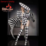 Devine Lux Jazz Disco Dance Women Singer Zebra Stripes Printing Leotard Stage Wear Aliexpress
