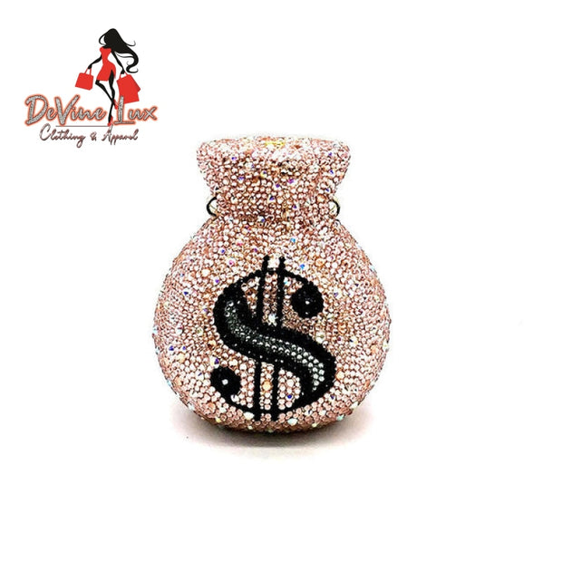 Devine Lux Luxury women evening party designer funny rich dollar full crystal clutches purses Sonia's Crystal Bags Store