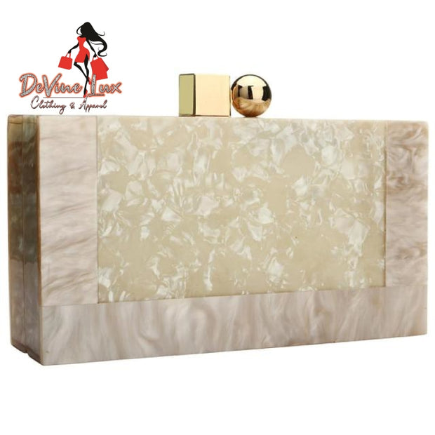 Devine Lux Marbling White Acrylic Purse Box Clutch Luxury Handbags YYW factory Store
