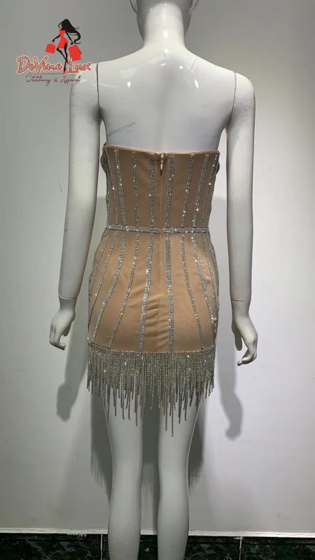 Devine Lux Pearls Sparkly Tassels Birthday Dress For Women Sexy Club Wear Dress Celebrity Dress Factory