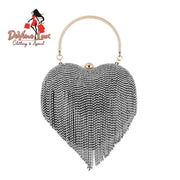 Devine Lux Rhinestone Evening Bag Heart Pattern Silver Clutch Women's Fashion YYW factory Store