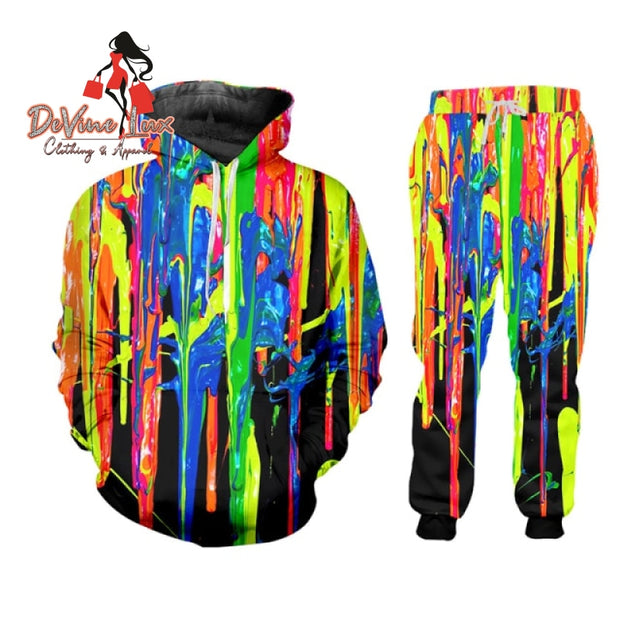Devine Lux UJWI Colorful Rainbow ZIP Hoodies Suits Men's Sweatshirt Joggers UJWI Official Store