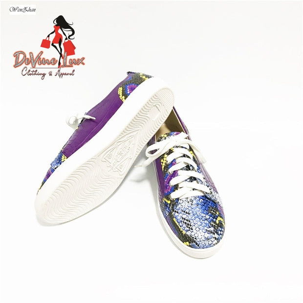 Devine Lux Women Handbag Match Lower top sneakers Charming Purple Snake Pattern Soft Shoes With Bag Aliexpress