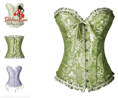 Devine Lux Womens Fashion Satin Classic Sweetheart Brocade Overbust Corset DeVine Lux Clothing & Apparel